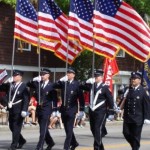 American flags in Parade