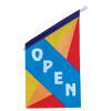 Angled open garden size banner flag